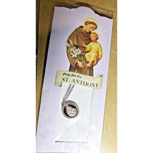 2 Patron Saint St Anthony Pray For Us 1" MedalS Pendant Necklace 20" Chain